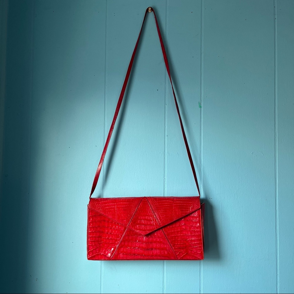 Vintage Red Susan Bennis/ Warren Edwards Crocodile Bag